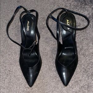Aldo Sleek Black Strappy Heels